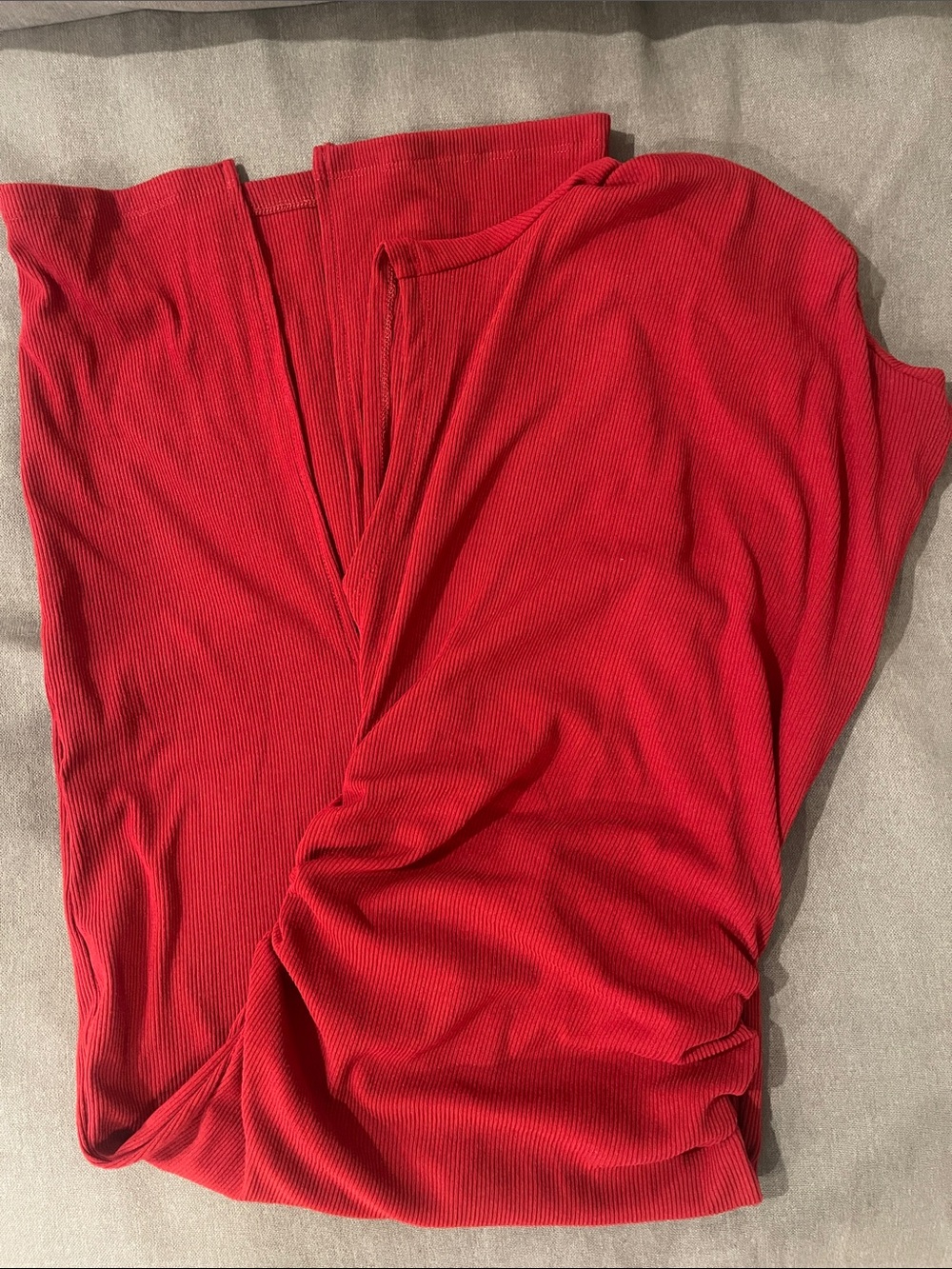 Women’s Red Ribbed Dress - Picture 3 of 3